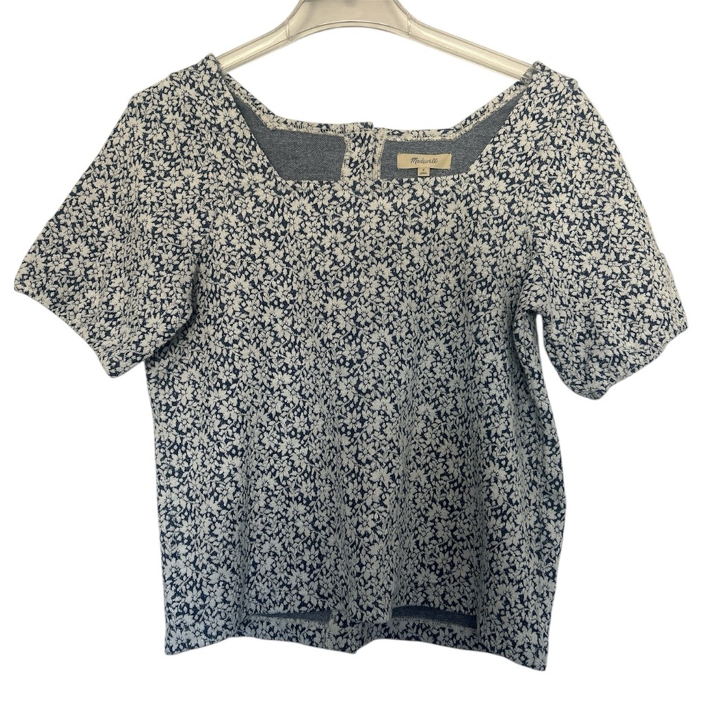 Madewell Floral Blouse blue and white